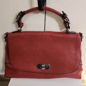 Marni Tomato Red Pebbled Leather Turn-Lock Envelope Satchel "Runway" Bag $1895